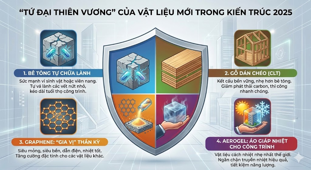 Tứ Đại Thiên Vương Của Vật Liệu Mới trong kiến trúc